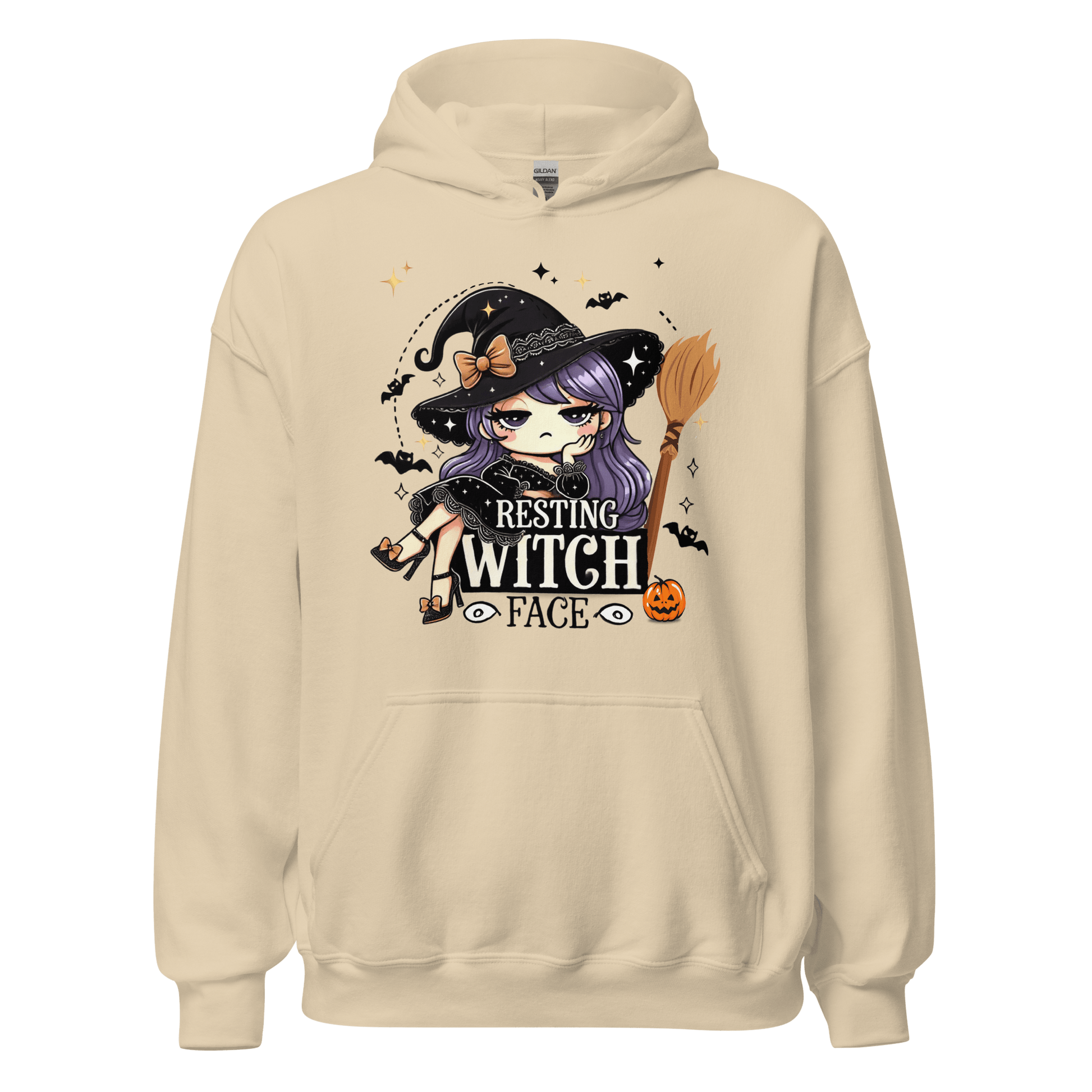 Unisex Halloween Printed Hoodie – "Resting Witch Face" – Fun Witch Halloween Hoodie - Occasion Nation Studio