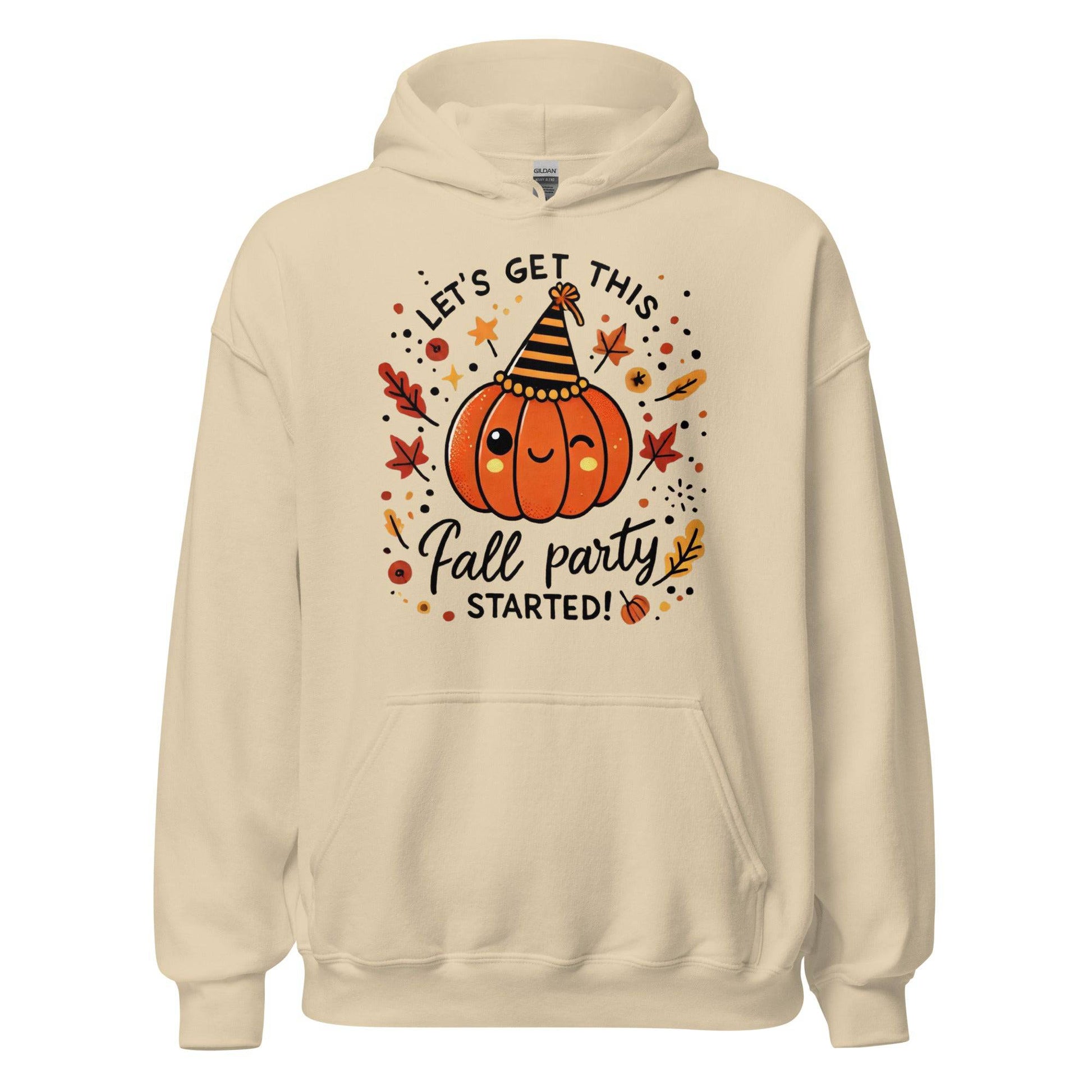 Unisex Fall Printed Hoodie – "Let’s Get This Fall Party Started" – Fun and Cozy Hoodie for Fall Lovers - Occasion Nation Studio