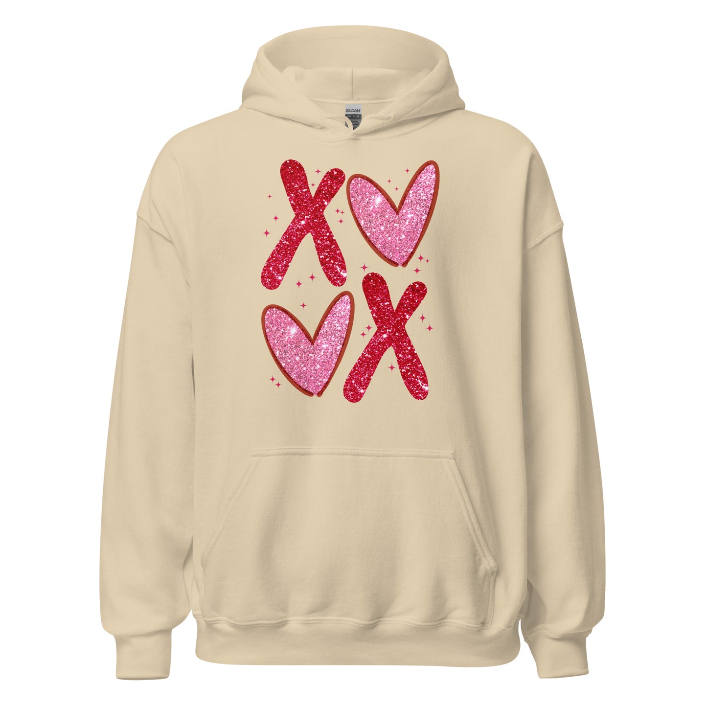 XOXO Pink Glitter - Valentine’s Day Hoodie – The Perfect Blend of Comfort and Style - Occasion Nation Studio