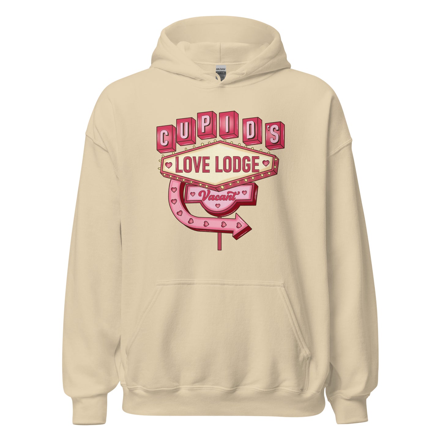 Cupid’s Love Lodge -  Cozy Valentine’s Day Hoodie - Romantic Designs for 2025 - Occasion Nation Studio