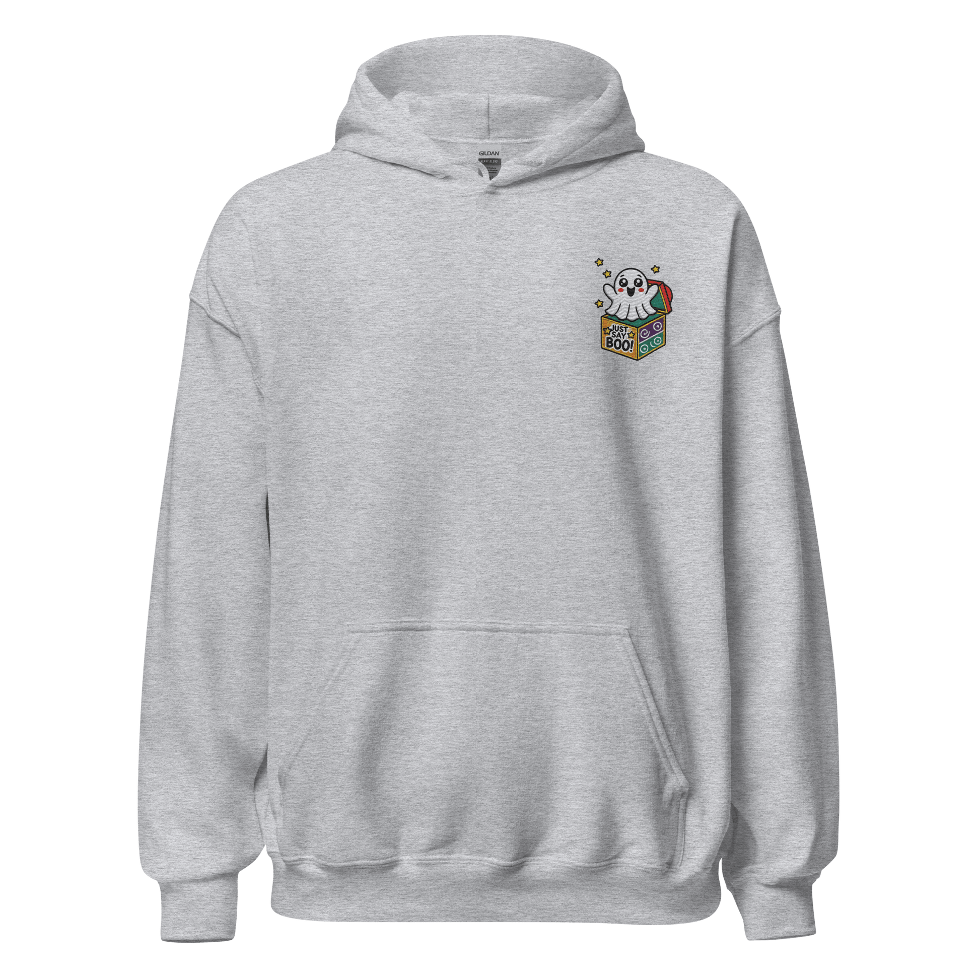 Unisex Halloween Embroidered Hoodie – "Just Say Boo" – Spooky Halloween Hoodie - Occasion Nation Studio