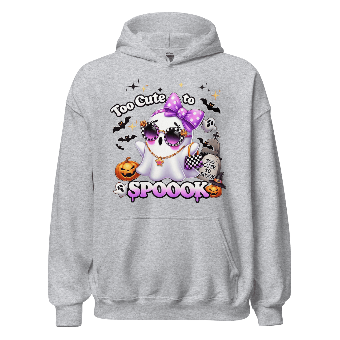 Unisex Halloween Printed Hoodie – "Too Cute To Spook" – Fun Ghost Halloween Hoodie - Occasion Nation Studio