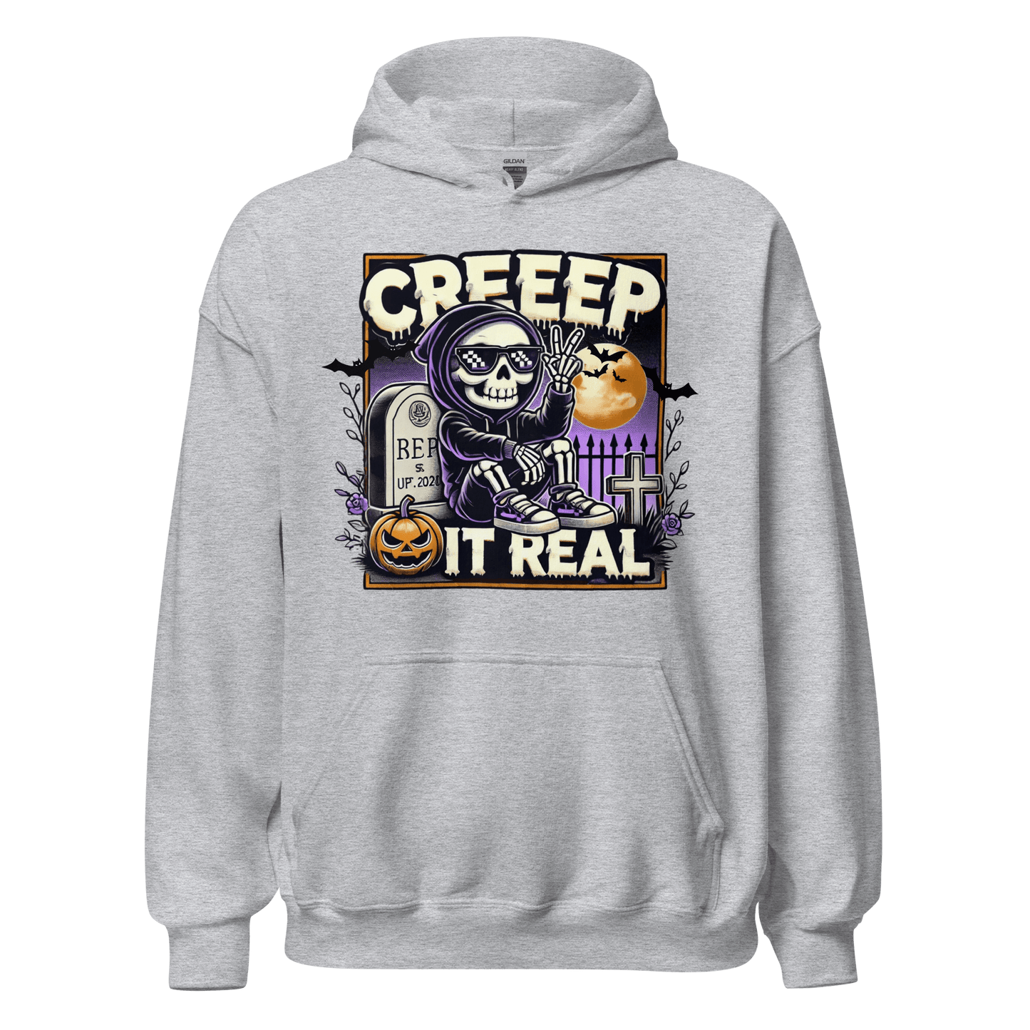 Unisex Halloween Printed Hoodie – "Creep It Real!" – Spooky Halloween Hoodie - Occasion Nation Studio