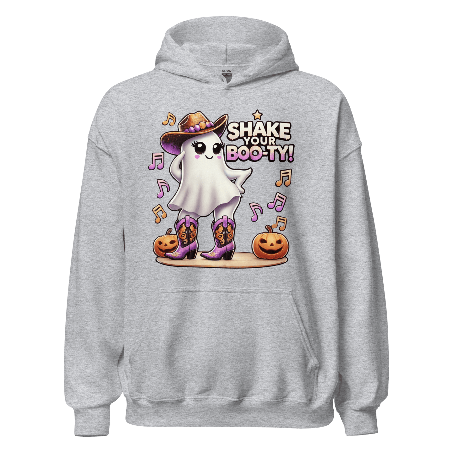 Unisex Halloween Printed Hoodie – "Shake Your Boo-Ty!" – Fun Ghost Halloween Hoodie - Occasion Nation Studio