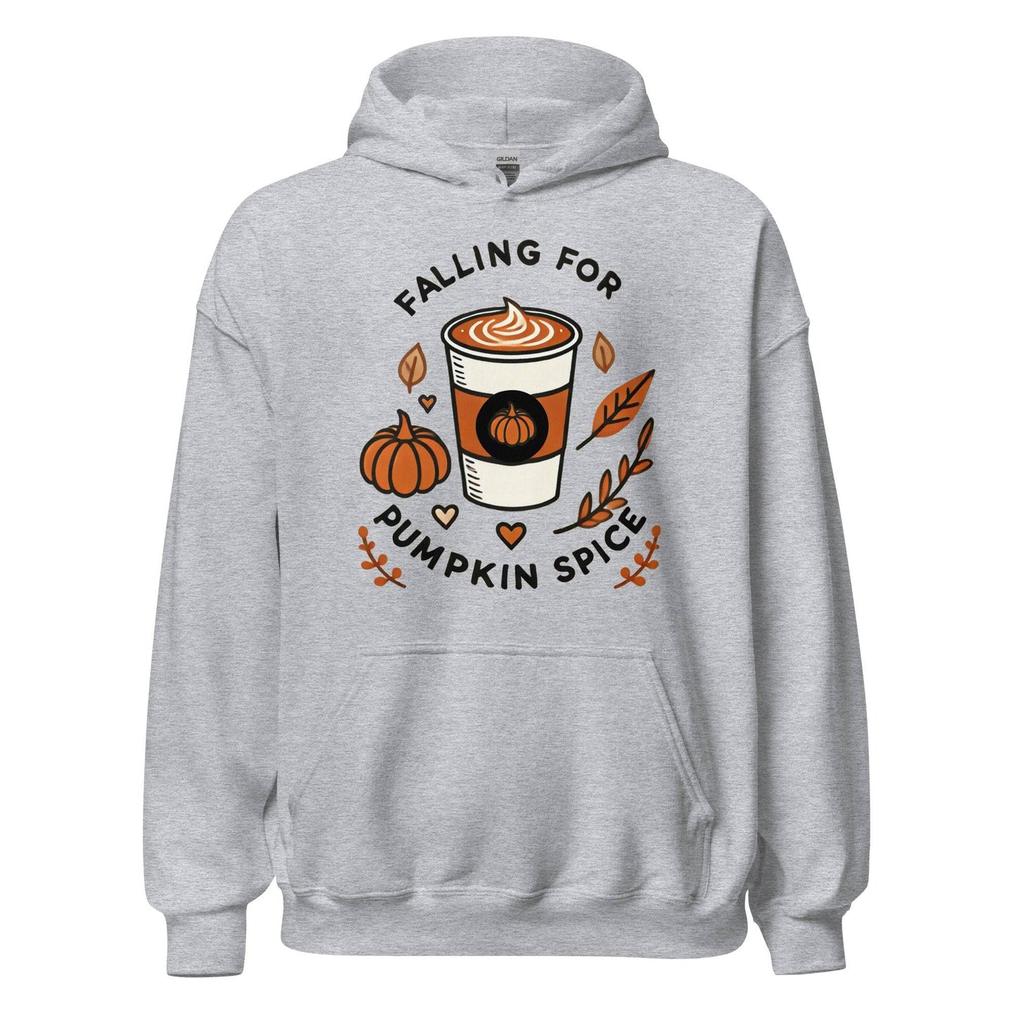 Unisex Fall Printed Hoodie – "Falling For Pumpkin Spice" – Cozy Fall Hoodie for Pumpkin Spice Lovers" - Occasion Nation Studio