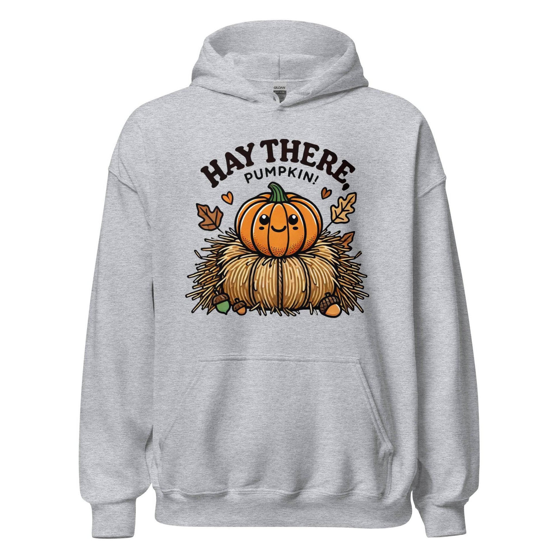 Unisex Fall Printed Hoodie – "Hay There, Pumpkin!" – Fun Fall Hoodie for Cozy Autumn Days - Occasion Nation Studio