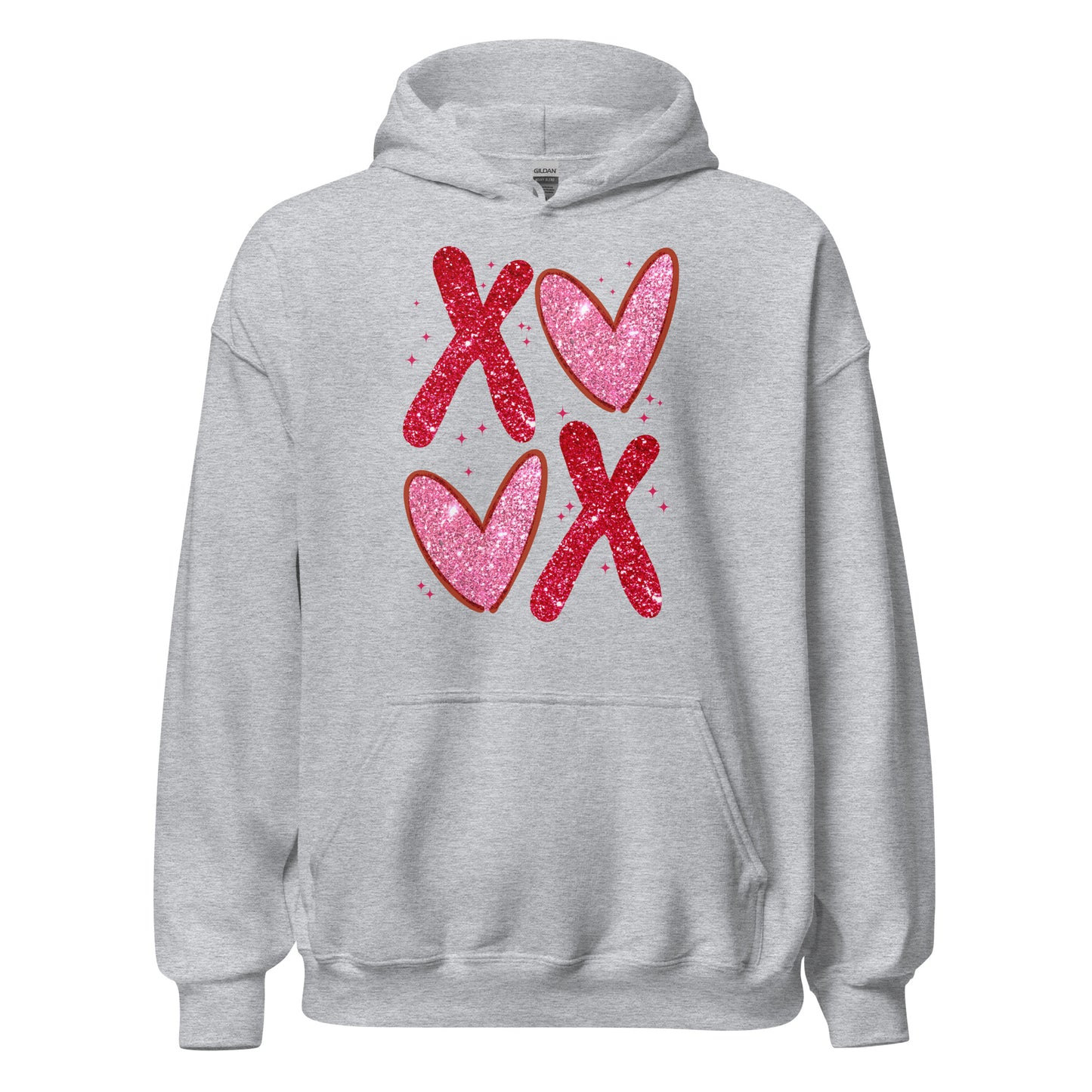 XOXO Pink Glitter - Valentine’s Day Hoodie – The Perfect Blend of Comfort and Style - Occasion Nation Studio