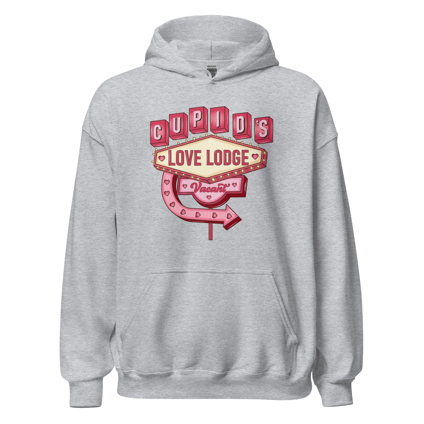 Cupid’s Love Lodge -  Cozy Valentine’s Day Hoodie - Romantic Designs for 2025 - Occasion Nation Studio