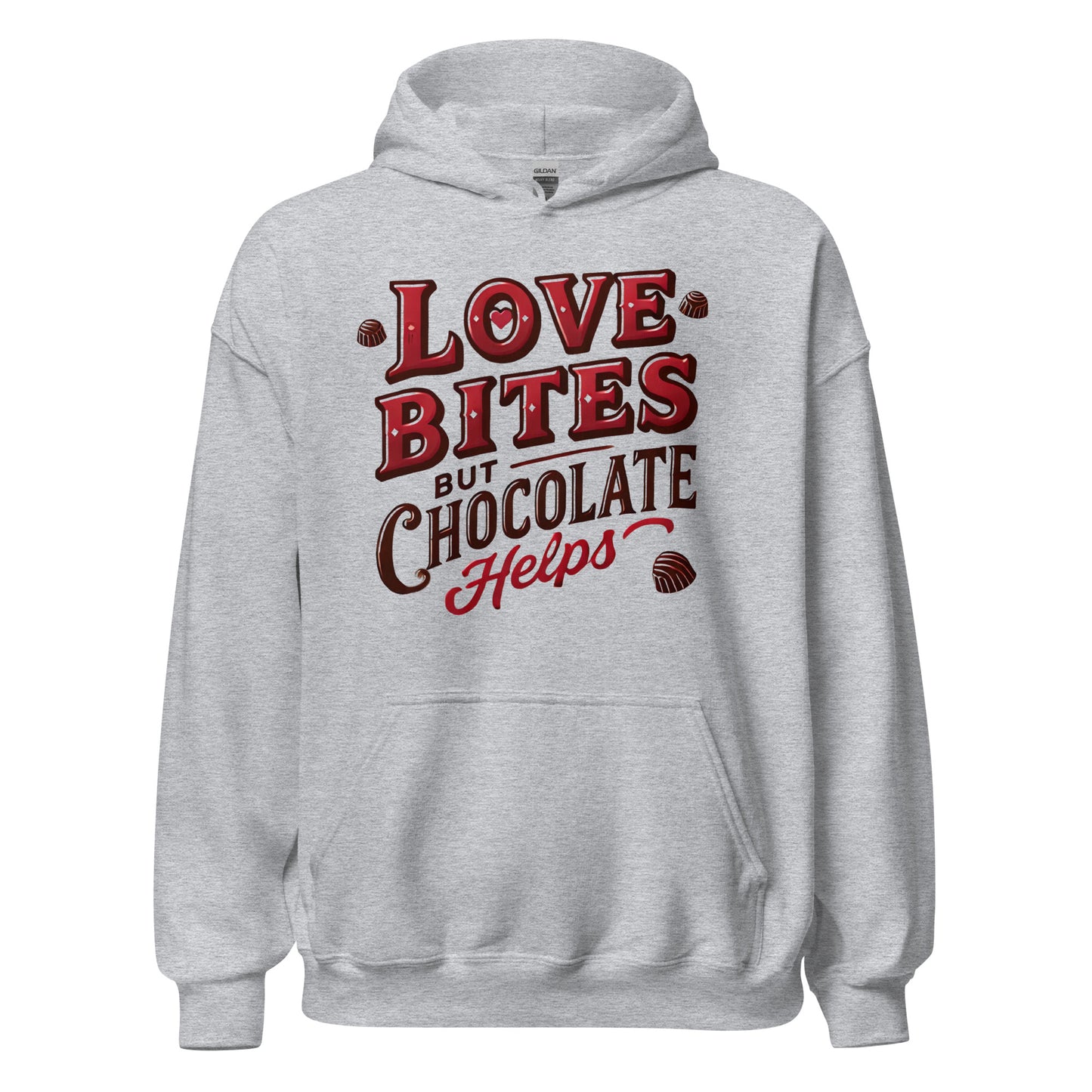 Love Bites but Chocolate helps - Valentine’s Day Hoodie – Celebrate Love in Style - Occasion Nation Studio