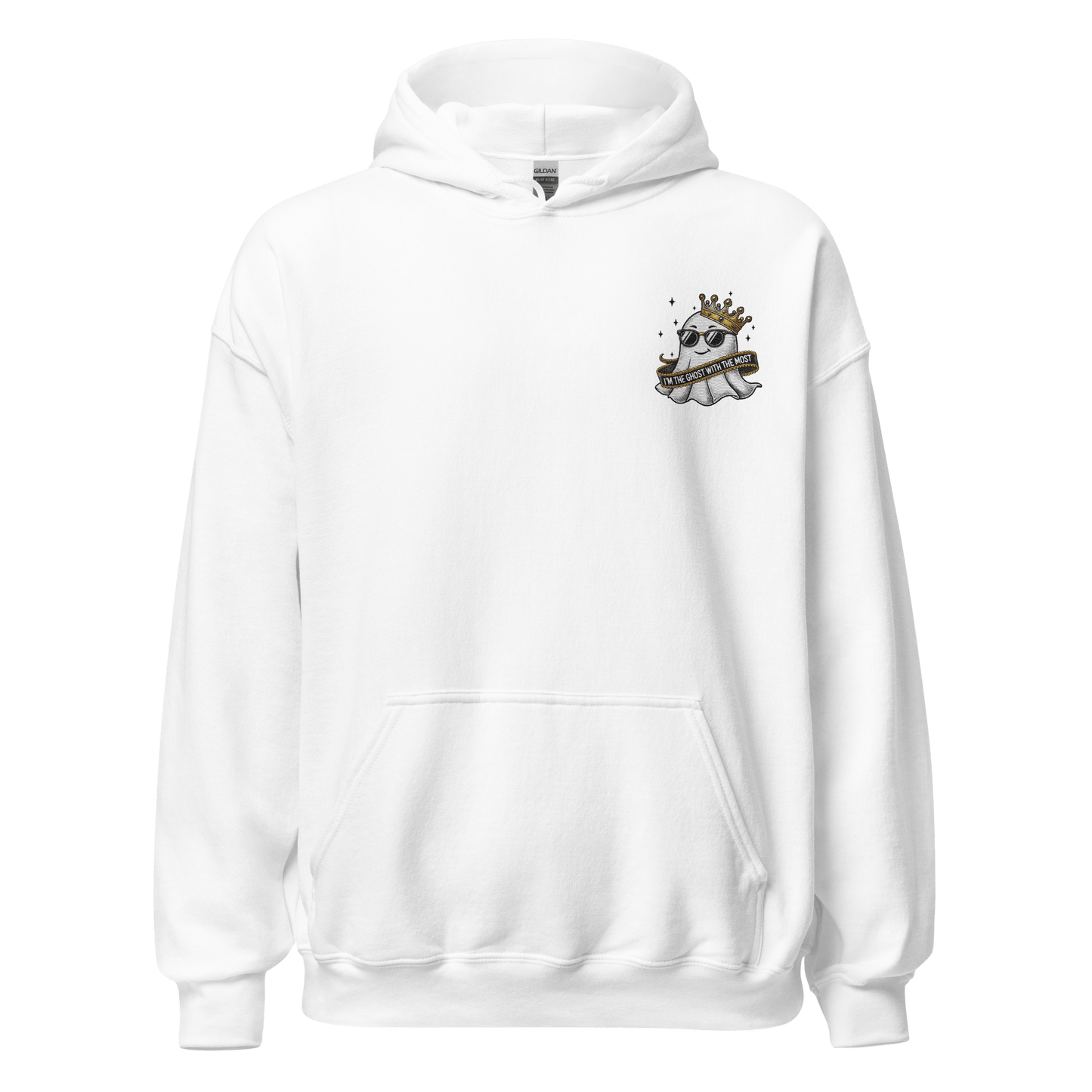 Unisex Halloween Embroidered Hoodie – "I'm The Ghost With The Most" – Spooky Halloween Hoodie - Occasion Nation Studio