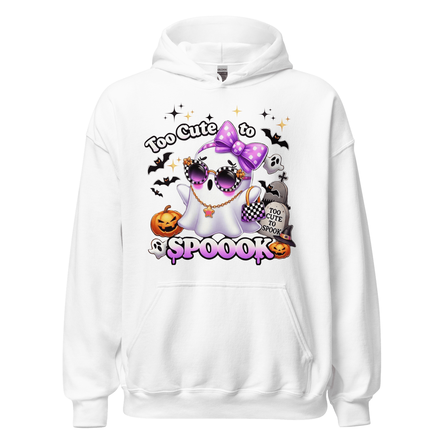 Unisex Halloween Printed Hoodie – "Too Cute To Spook" – Fun Ghost Halloween Hoodie - Occasion Nation Studio