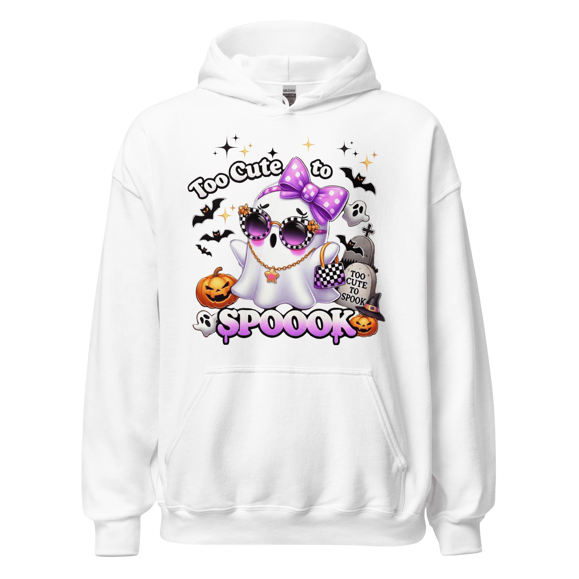 Unisex Halloween Printed Hoodie – "Too Cute To Spook" – Fun Ghost Halloween Hoodie - Occasion Nation Studio