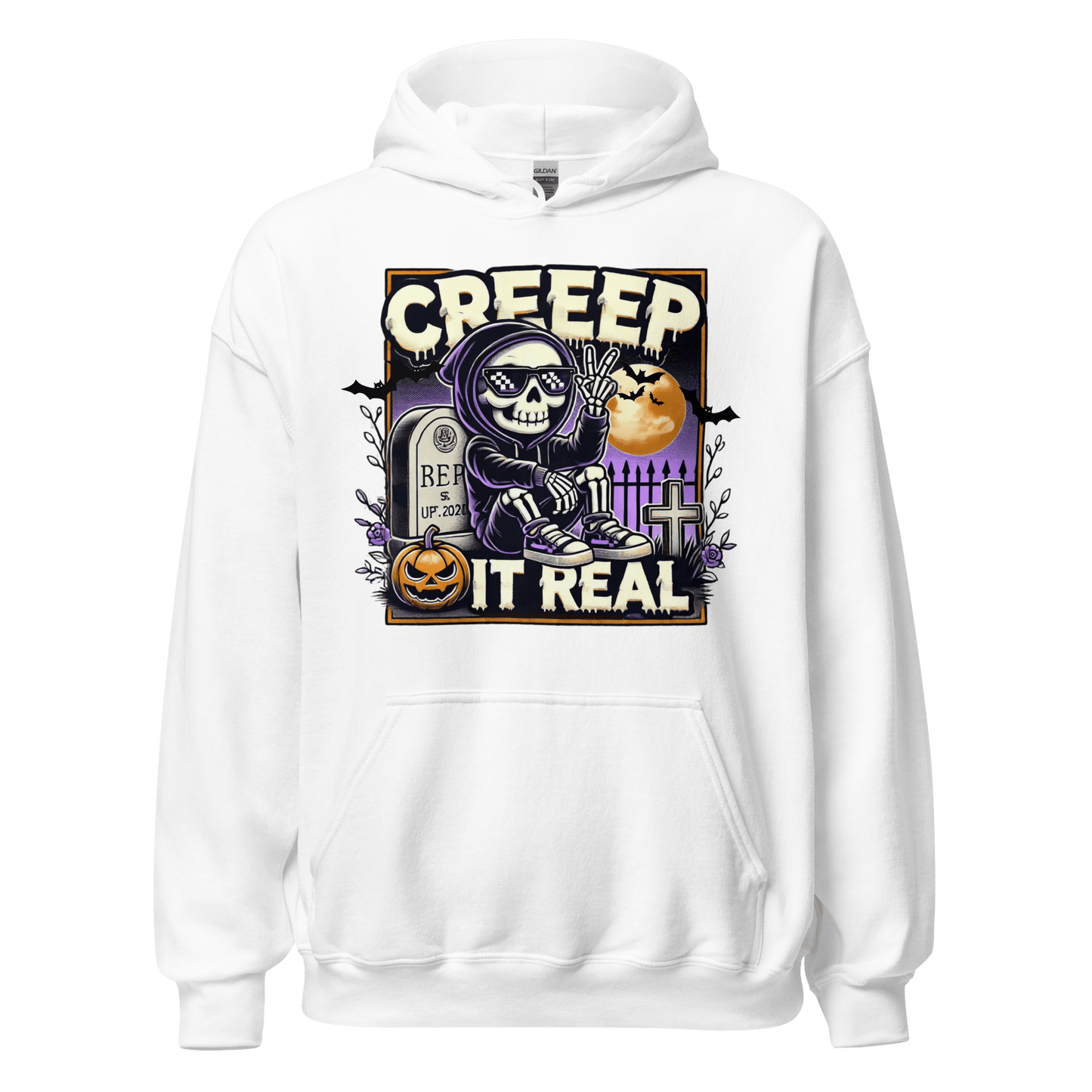 Unisex Halloween Printed Hoodie – "Creep It Real!" – Spooky Halloween Hoodie - Occasion Nation Studio