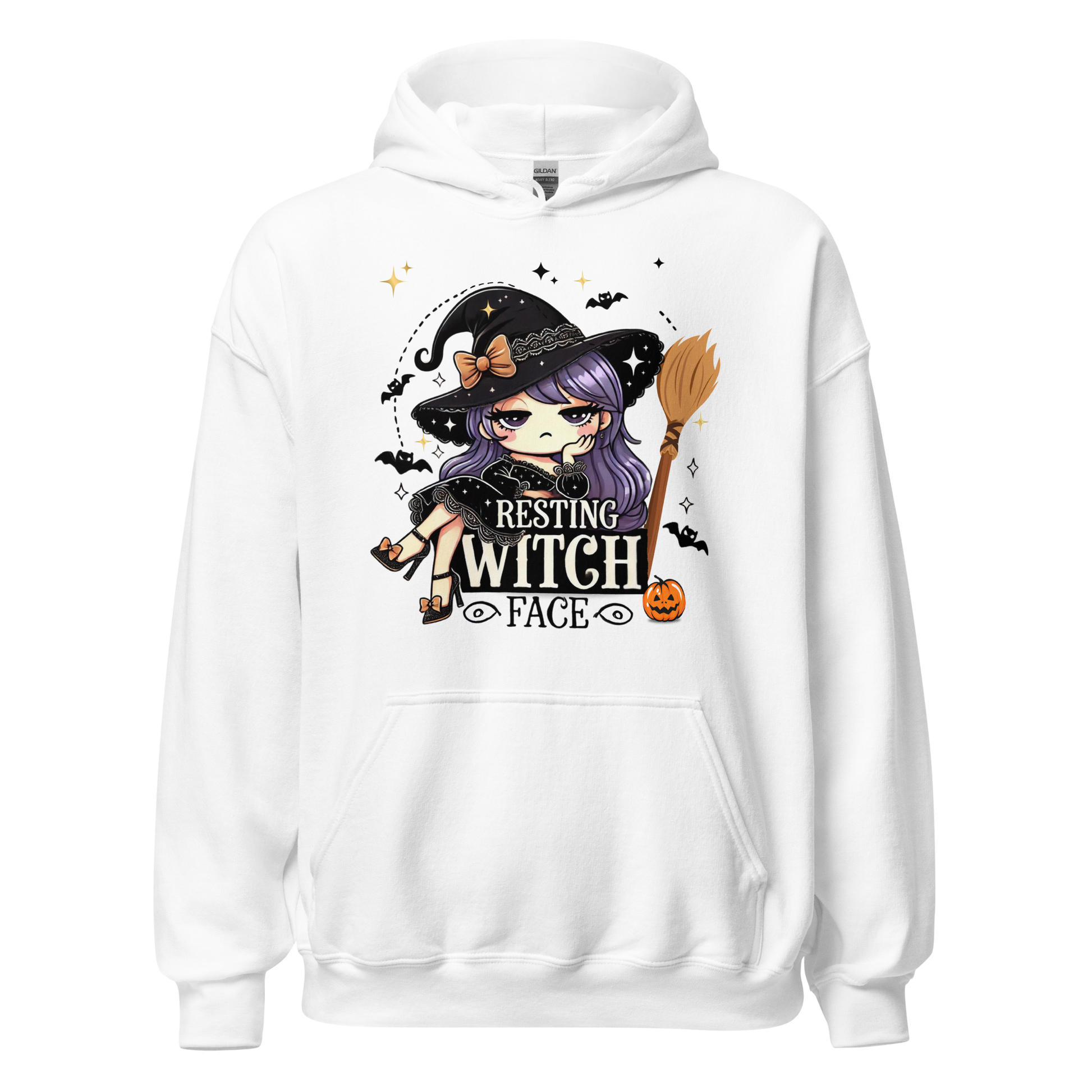 Unisex Halloween Printed Hoodie – "Resting Witch Face" – Fun Witch Halloween Hoodie - Occasion Nation Studio