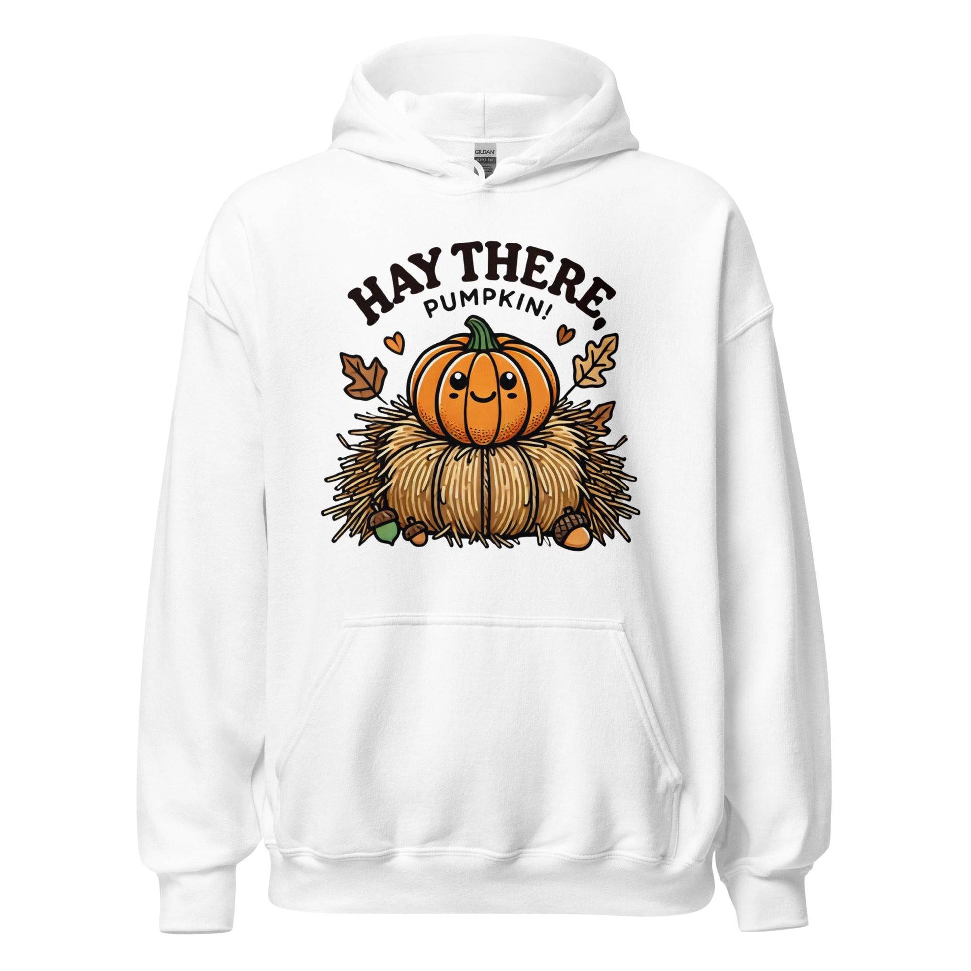 Unisex Fall Printed Hoodie – "Hay There, Pumpkin!" – Fun Fall Hoodie for Cozy Autumn Days - Occasion Nation Studio