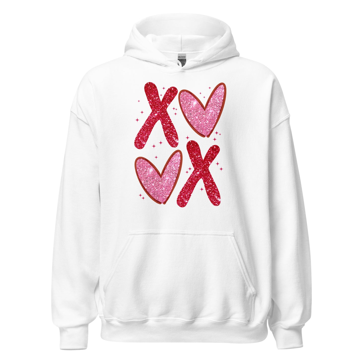 XOXO Pink Glitter - Valentine’s Day Hoodie – The Perfect Blend of Comfort and Style - Occasion Nation Studio