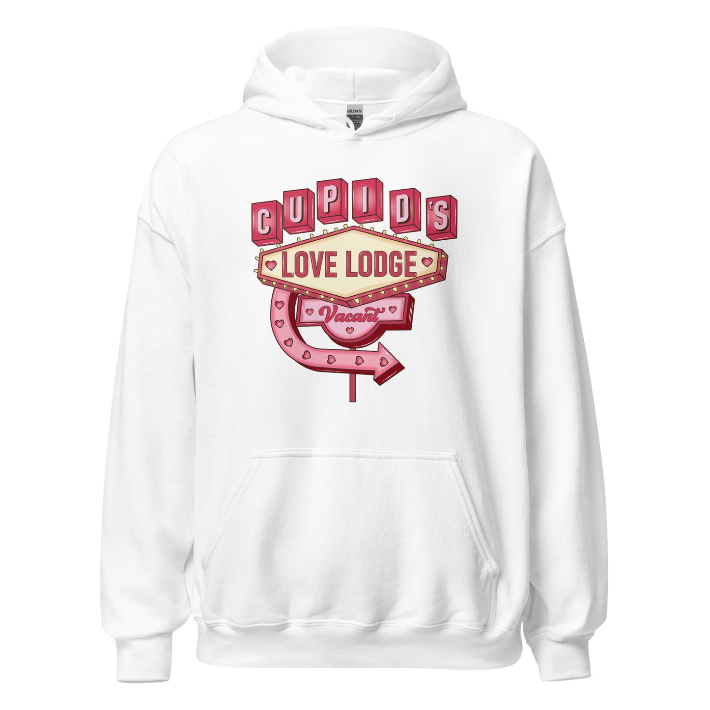 Cupid’s Love Lodge -  Cozy Valentine’s Day Hoodie - Romantic Designs for 2025 - Occasion Nation Studio