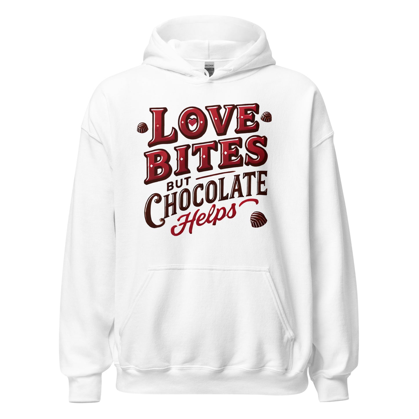 Love Bites but Chocolate helps - Valentine’s Day Hoodie – Celebrate Love in Style - Occasion Nation Studio